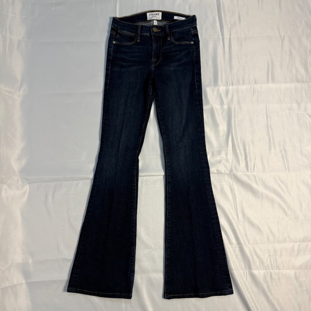 Frame Denim Le Nouveau High Rise Flare Jeans in Dark Indigo